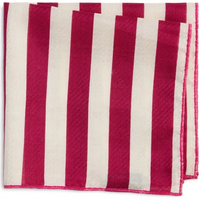 Clifton Wilson Fuchsia Stripe Silk Pocket Square In Pink