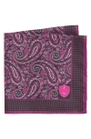 Clifton Wilson Fuschia Paisley Silk Pocket Square In Fuschia