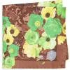 Clifton Wilson Green & Brown Floral Silk Pocket Square In Green