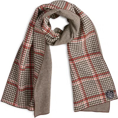 Clifton Wilson Houndstooth Check Double Face Wool Scarf In Brown