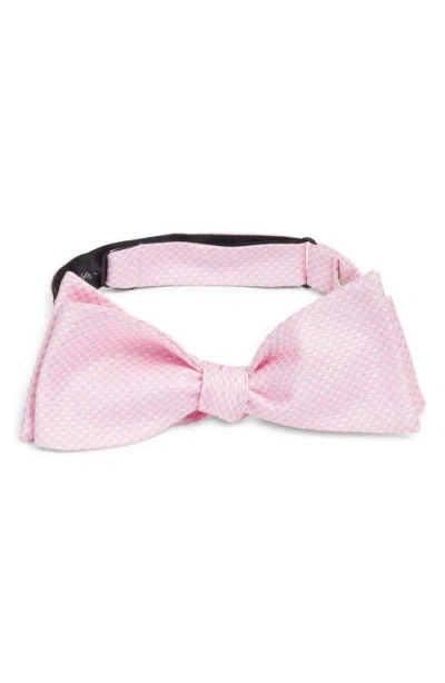 Clifton Wilson Houndstooth Check Silk Bow Tie In Pink