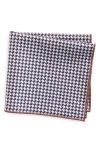 Clifton Wilson Houndstooth Cotton Pocket Square In Brown