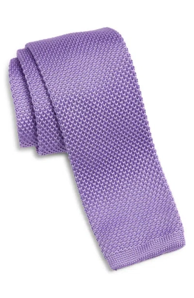 Clifton Wilson Lavender Knit Silk Tie In Metallic