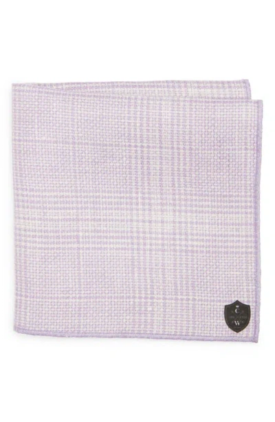 Clifton Wilson Lavender Plaid Linen Pocket Square In Purple