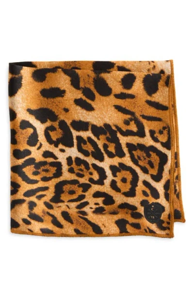 Clifton Wilson Leopard Print Silk Pocket Square