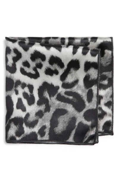 Clifton Wilson Leopard Print Silk Pocket Square In Green