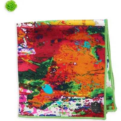 Clifton Wilson Multicolor Paint Splash Silk Pocket Square