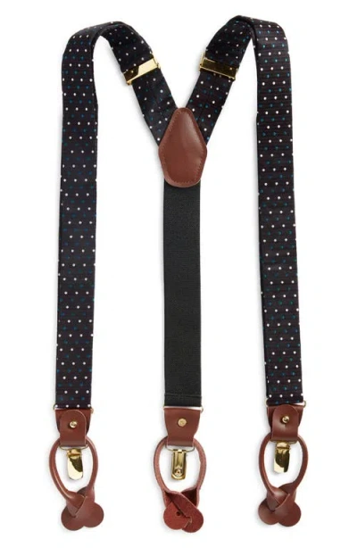 Clifton Wilson Navy Polka Dot Silk Suspenders