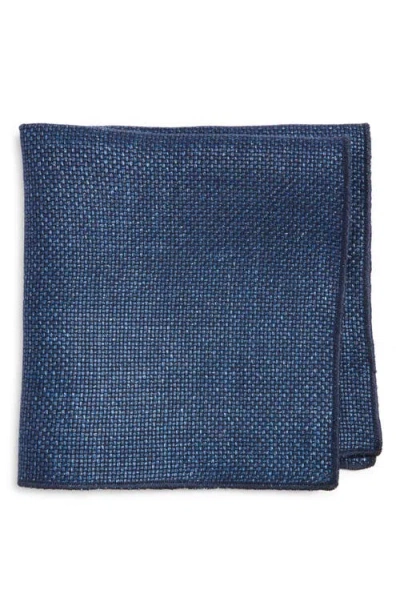 Clifton Wilson Navy Wool Pocket Square In Blue