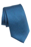 Clifton Wilson Neat Floral Medallion Silk Tie In Blue