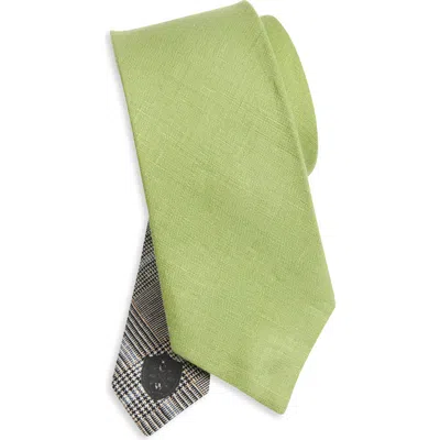 Clifton Wilson Olive & Plaid Reversible Slub Linen Tie