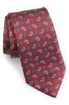 Clifton Wilson Paisley & Medallion Silk Tie In Burgundy
