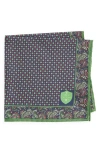Clifton Wilson Paisley Silk Pocket Square In Green