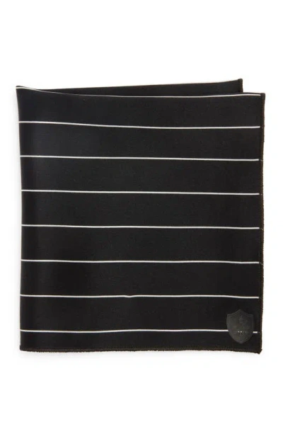 Clifton Wilson Pinstripe Silk Pocket Square In Black