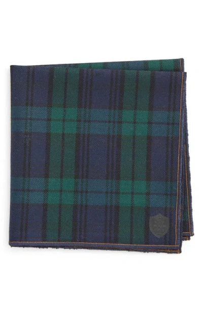 Clifton Wilson Plaid Wool Pocket Square In Blue