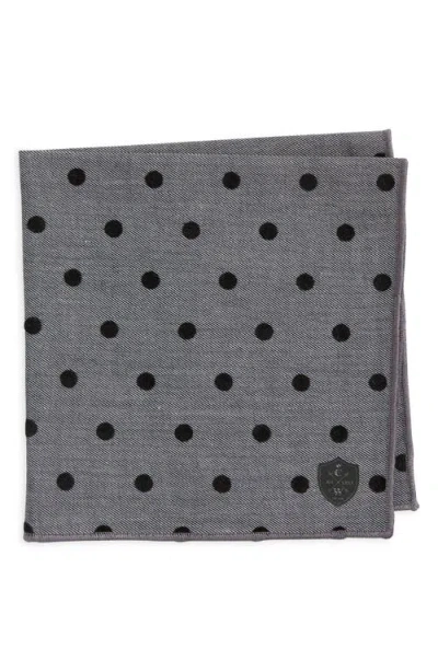 Clifton Wilson Polka Dot Cotton Pocket Square In Gray