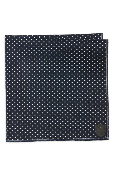 Clifton Wilson Polka Dot Cotton Pocket Square In Navy