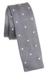 Clifton Wilson Polka Dot Silk Knit Tie In Gray