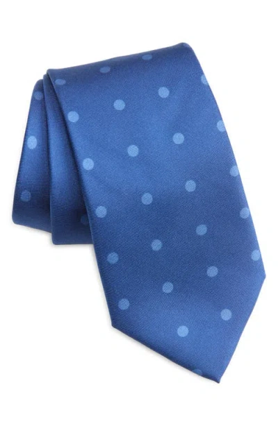 Clifton Wilson Polka Dot Silk Tie In Azure