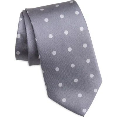 Clifton Wilson Polka Dot Silk Tie In Gray