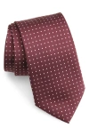 Clifton Wilson Polka Dot Silk Tie In Maroon