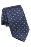 Clifton Wilson Polka Dot Silk Tie In Navy