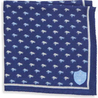 Clifton Wilson Print Wool Pocket Square In Navy