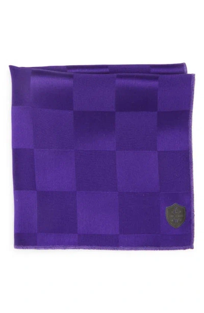 Clifton Wilson Purple Check Silk Pocket Square