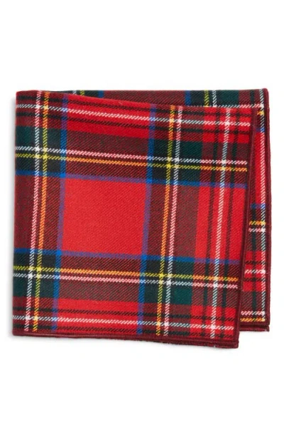 Clifton Wilson Red Tartan Plaid Wool Pocket Square