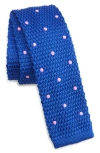 Clifton Wilson Royal Blue & Pink Polka Dot Knit Silk Tie In Royal Blue