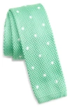 Clifton Wilson Seafoam Green Polka Dot Knit Silk Tie In Seaform Green