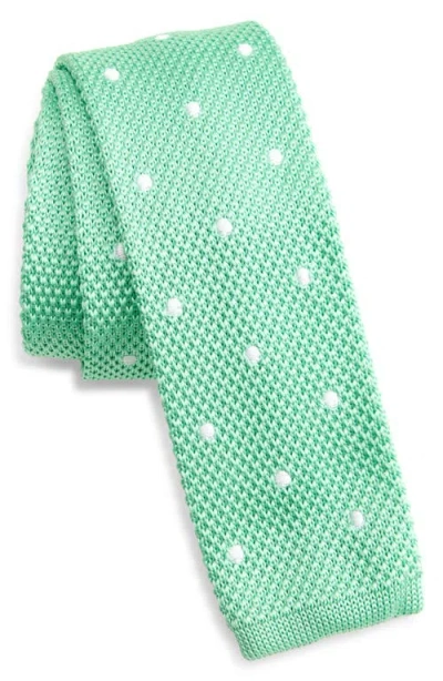 Clifton Wilson Seafoam Green Polka Dot Knit Silk Tie In Seaform Green