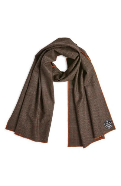 Clifton Wilson Shepherd's Check Wool Scarf In Brown