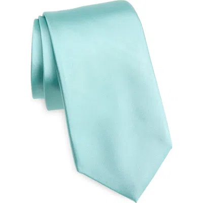 Clifton Wilson Solid Aqua Silk Tie