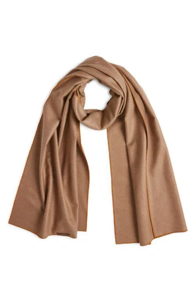 Clifton Wilson Solid Cashmere Scarf In Tan