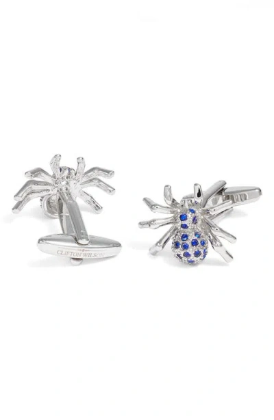 Clifton Wilson Spider Cuff Links In Silver/blue