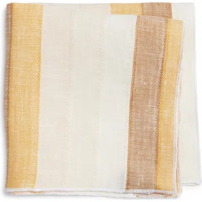 Clifton Wilson Stripe Linen Pocket Square In Gold