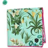 Clifton Wilson Teal Floral Silk Pocket Square