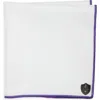 Clifton Wilson White Cotton Herringbone Pocket Square With Purple Trim