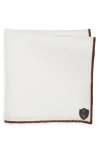 Clifton Wilson White Linen Pocket Square With Brown Trim In Brown
