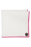 Clifton Wilson White Linen Pocket Square With Fuchsia Trim In Fuchsia