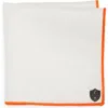 Clifton Wilson White Linen Pocket Square With Orange Trim In White/orange