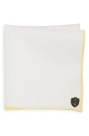 Clifton Wilson White Linen Pocket Square With Yellow Trim In Yellow