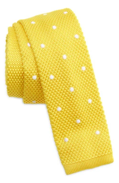 Clifton Wilson Yellow Polka Dot Knit Silk Tie