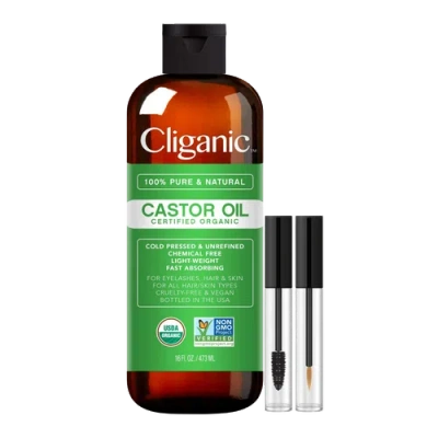 Cliganic Organic Castor Oil With Eyelash Kit