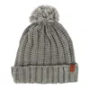 Climazer0 Women's Sherpa Lined Knit Winter Beanie Pom Hat In Grey
