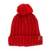 Climazer0 Women's Sherpa Lined Knit Winter Beanie Pom Hat In Red