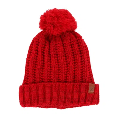 Climazer0 Women's Sherpa Lined Knit Winter Beanie Pom Hat In Red