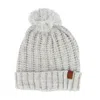 Climazer0 Women's Sherpa Lined Knit Winter Beanie Pom Hat In White