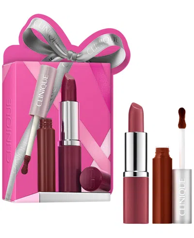 Clinique 2-piece Pop For Treats Lipstick & Lip Gloss Duo Set In Brown